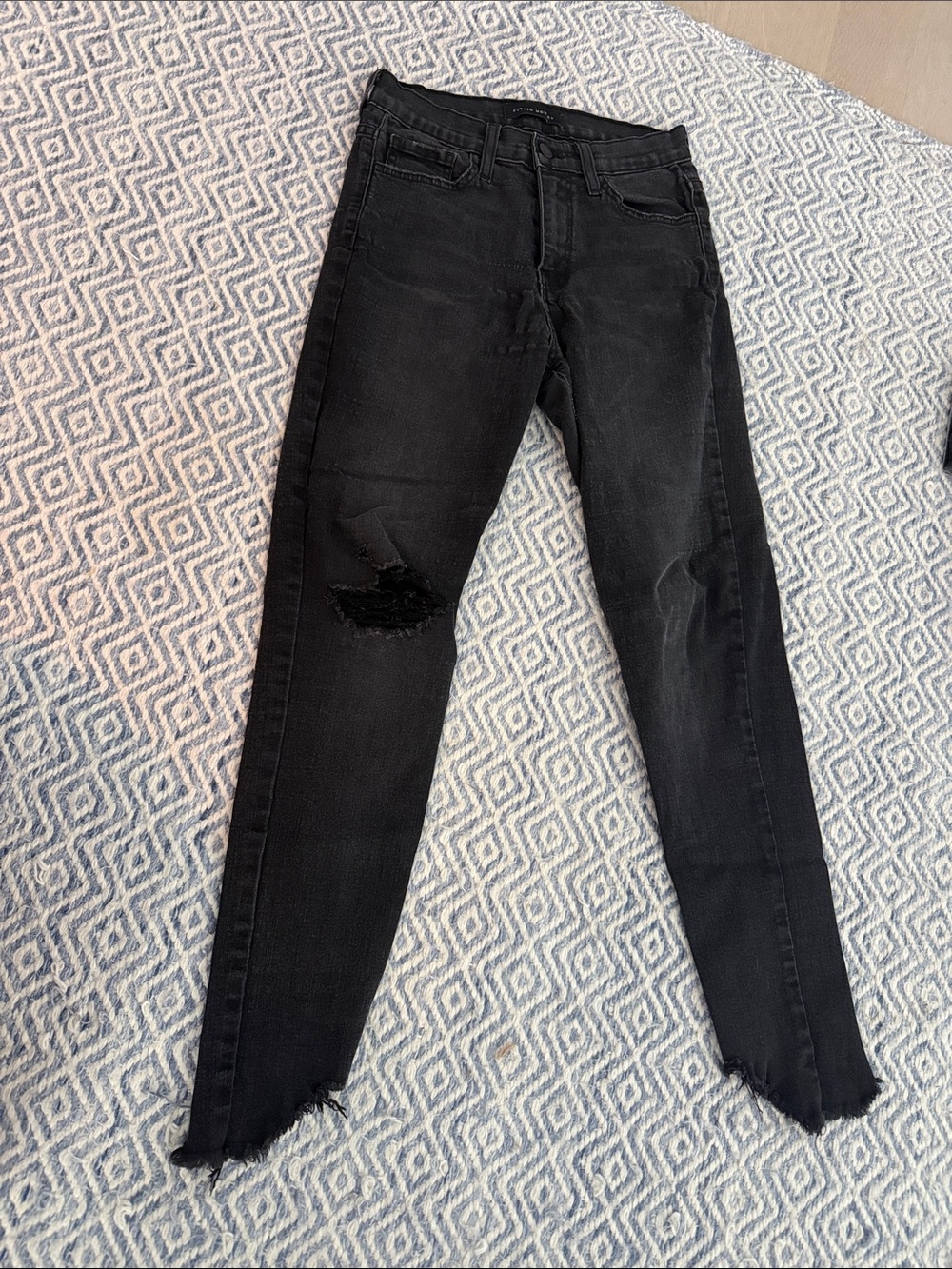 Flying Monkey Black Skinny Jeans with Distressed Knee
